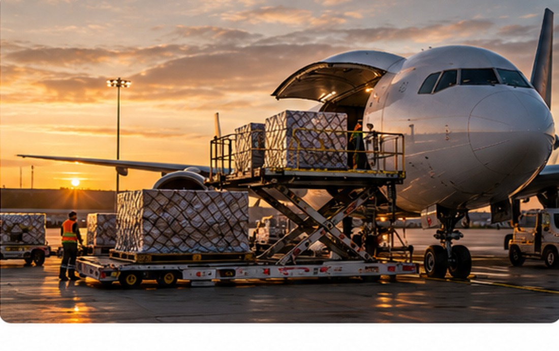 Imagem ilustrativa de transporte aéreo e expresso